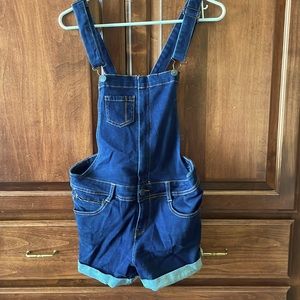 Denim overall shorts